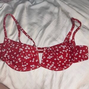 red flower bikini top